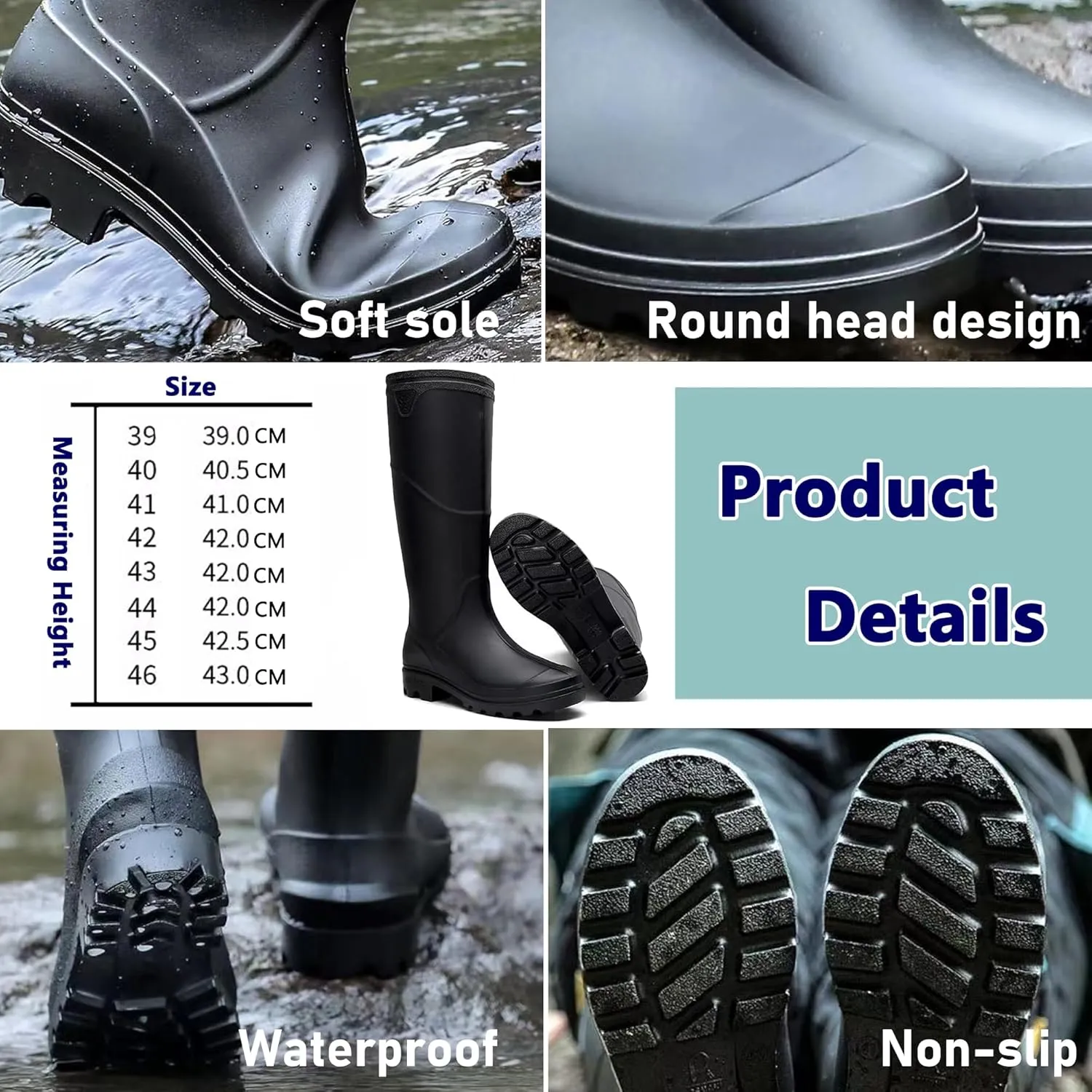 Ankle Rubber Rain Boot Mens Ankle Rain Shoes Waterproof Garden Boots Mens Short Rain Boots