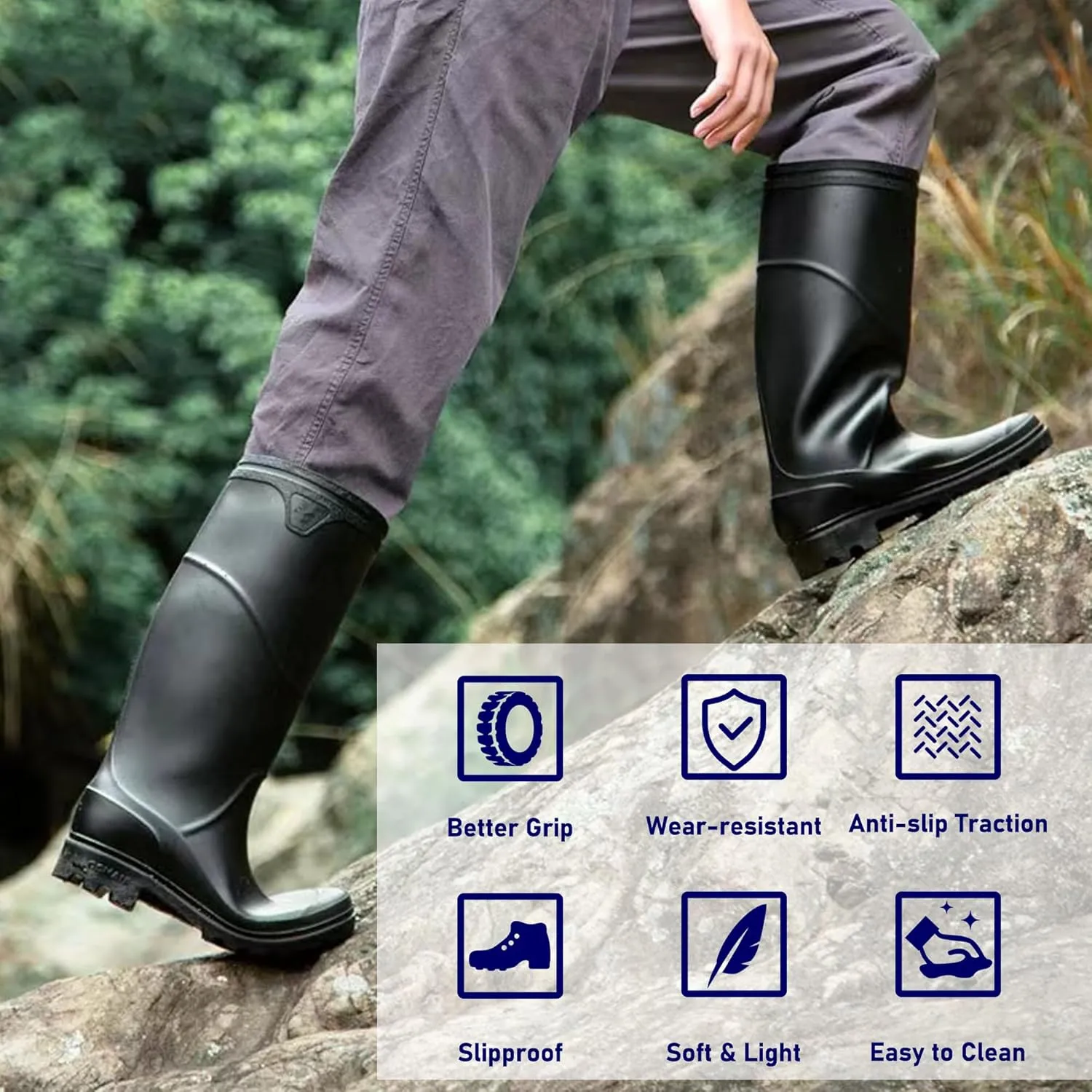 Ankle Rubber Rain Boot Mens Ankle Rain Shoes Waterproof Garden Boots Mens Short Rain Boots
