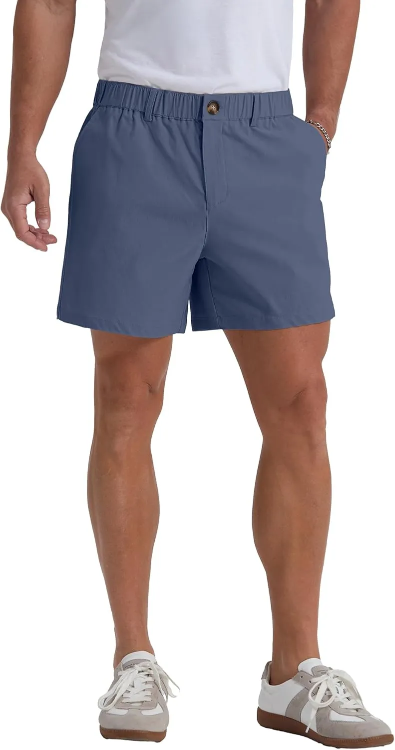 Askdeer Men's 5.5" Shorts Classic-fit Casual Elastic Waistband Shorts Summer Walking, Office, Daily Wear with Multi-Pockets