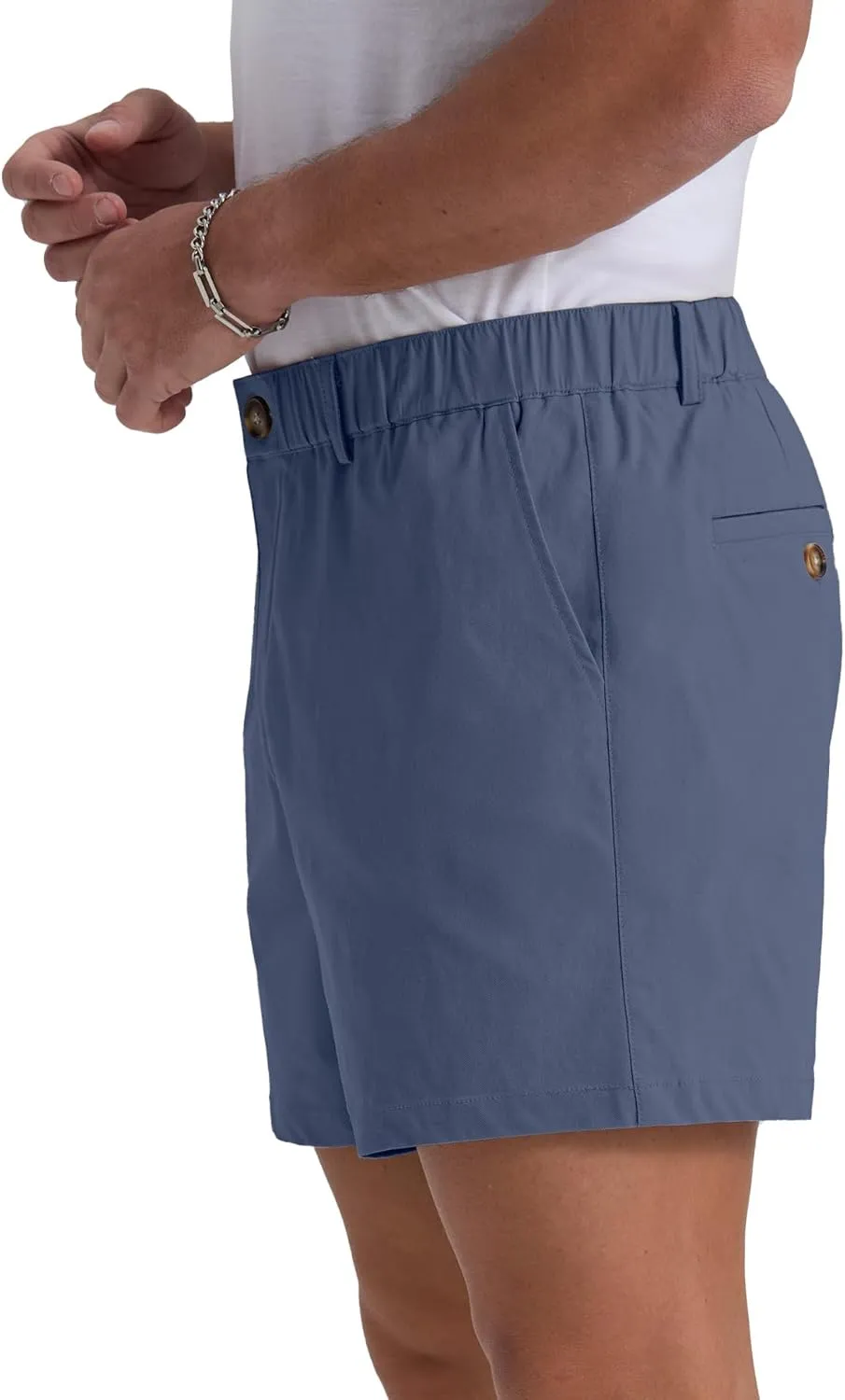 Askdeer Men's 5.5" Shorts Classic-fit Casual Elastic Waistband Shorts Summer Walking, Office, Daily Wear with Multi-Pockets