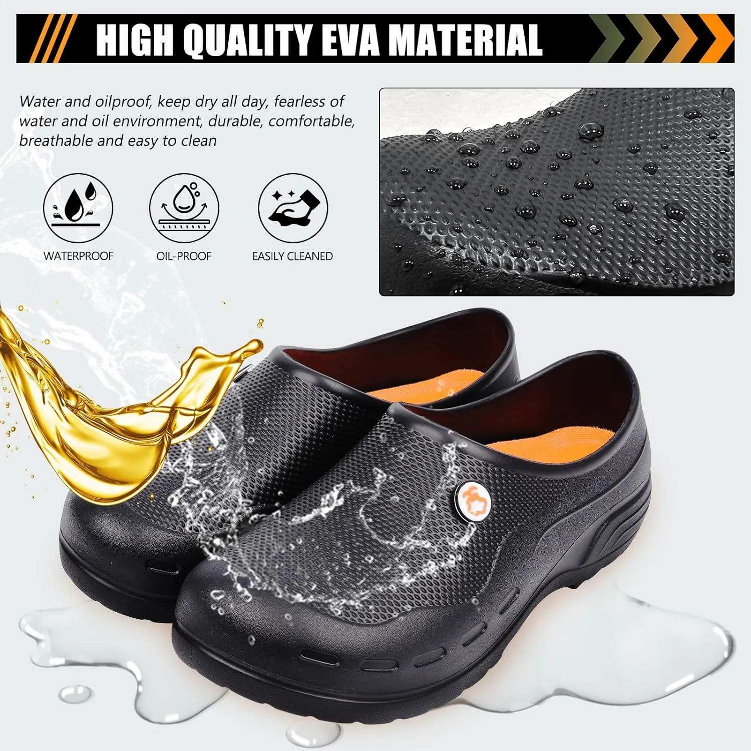 Chef Shoes for Men Non Slip Nursing Clogs Food Service Water Proof Oil Resistant Work Shoes for Kitchen Garden Restaurant Indoor Outdoor Unisex Shoes