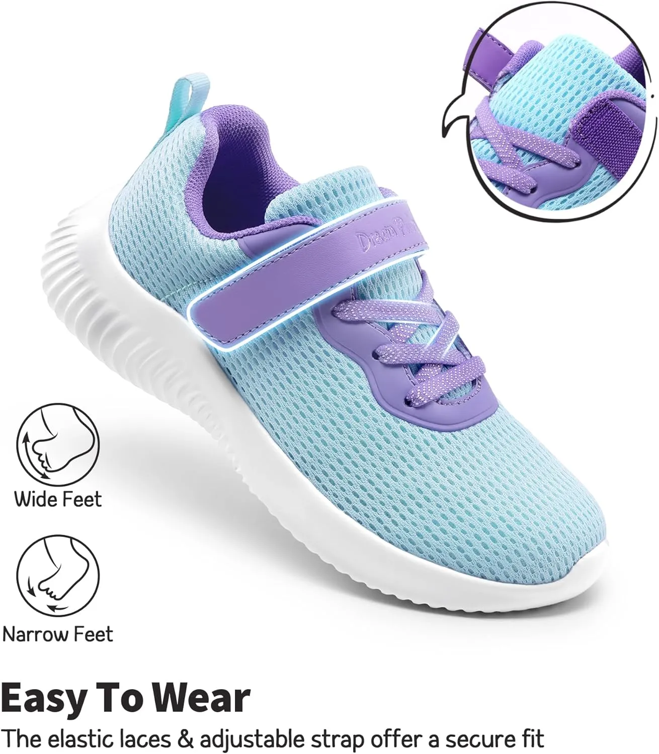 DREAM PAIRS Boys Girls Shoes Kids Tennis EZ-Ons FunRun Breathable Running Athletic Sport Sneakers