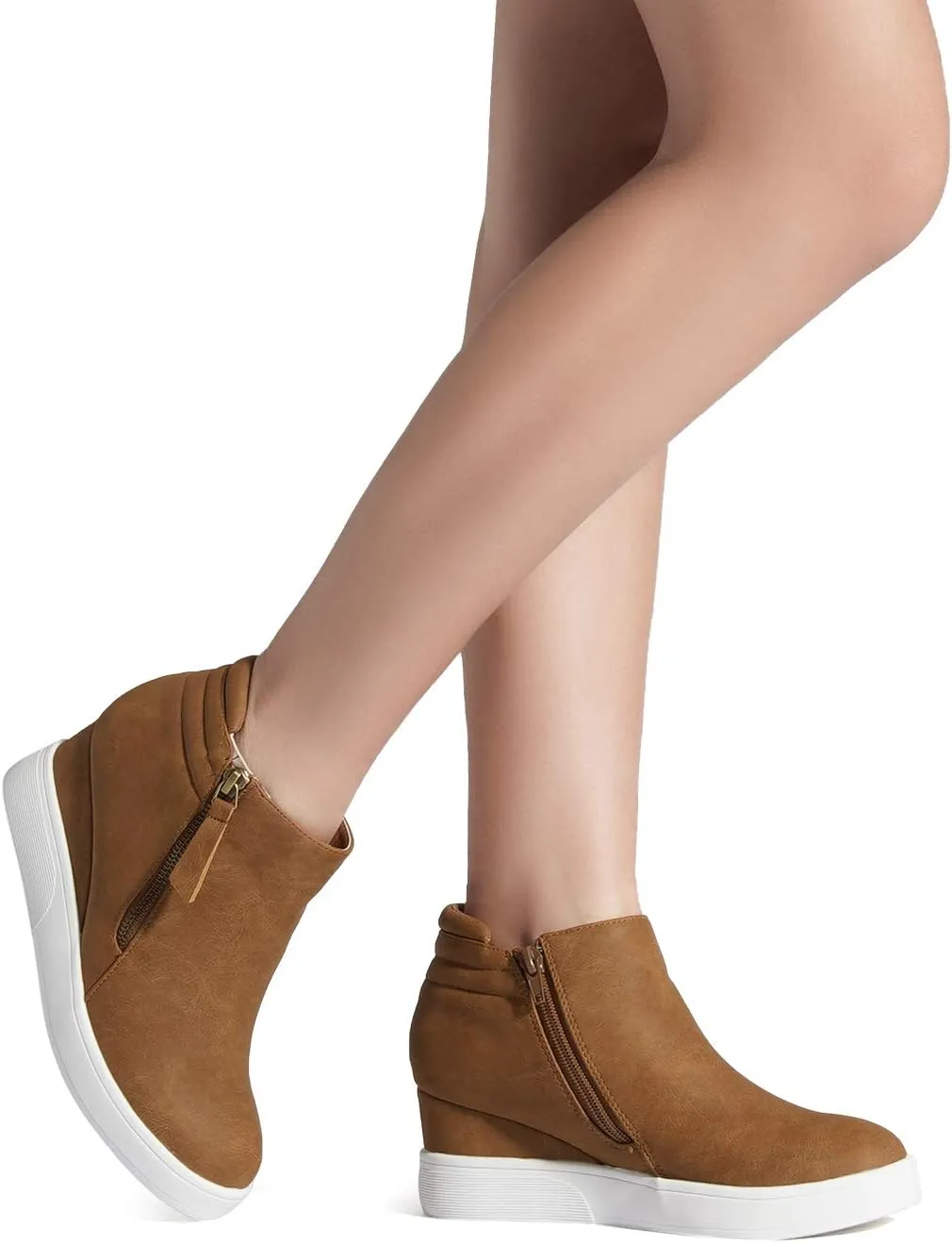 DREAM PAIRS Womens Platform Wedge Sneakers Ankle Booties