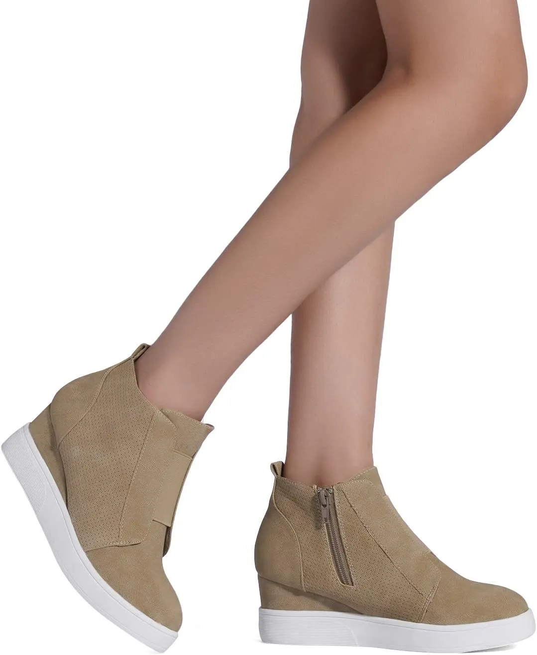 DREAM PAIRS Womens Platform Wedge Sneakers Ankle Booties