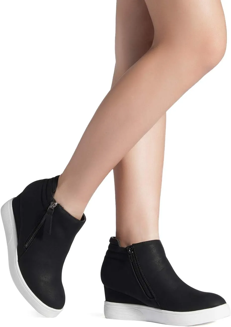 DREAM PAIRS Womens Platform Wedge Sneakers Ankle Booties
