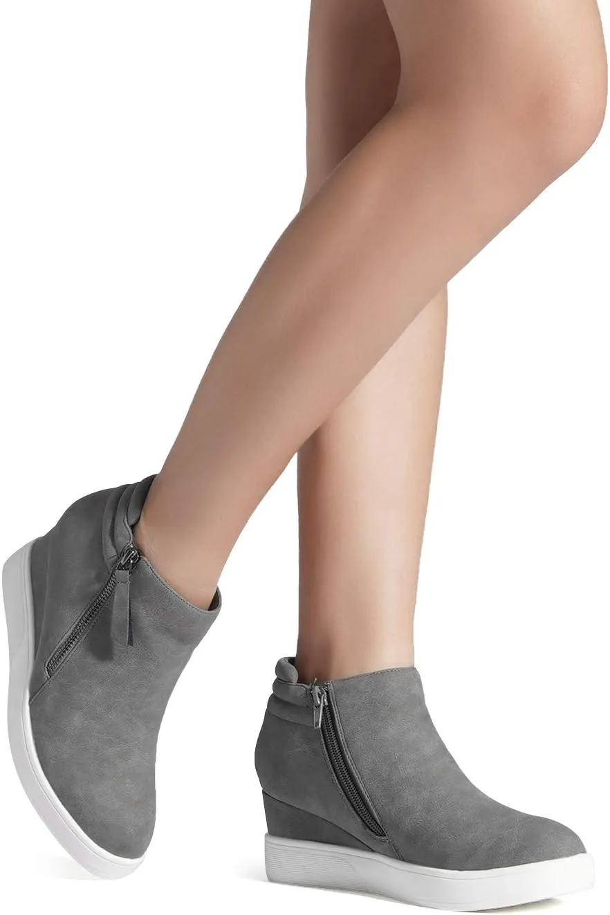 DREAM PAIRS Womens Platform Wedge Sneakers Ankle Booties