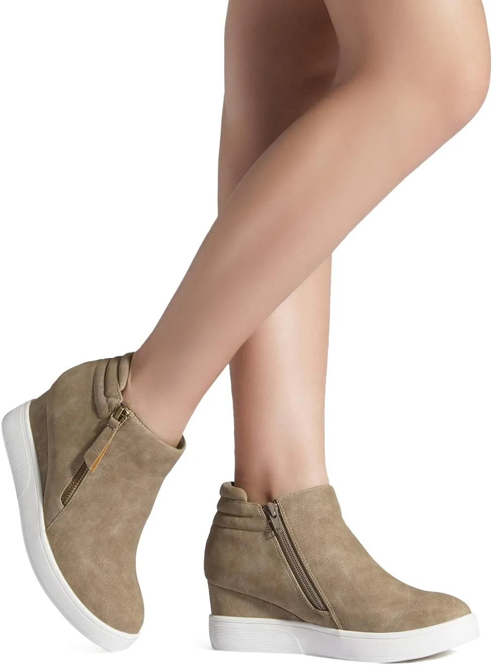 DREAM PAIRS Womens Platform Wedge Sneakers Ankle Booties