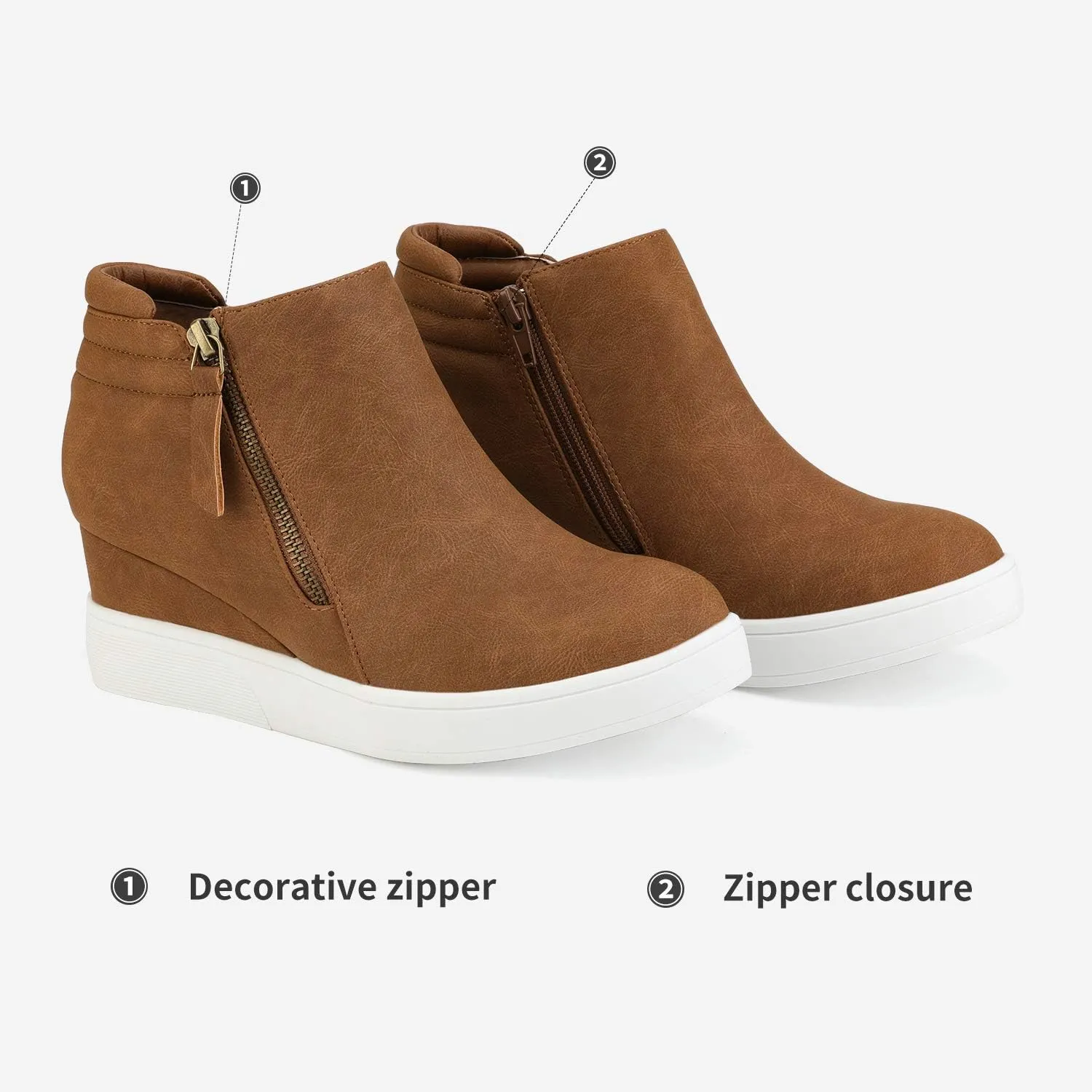 DREAM PAIRS Womens Platform Wedge Sneakers Ankle Booties