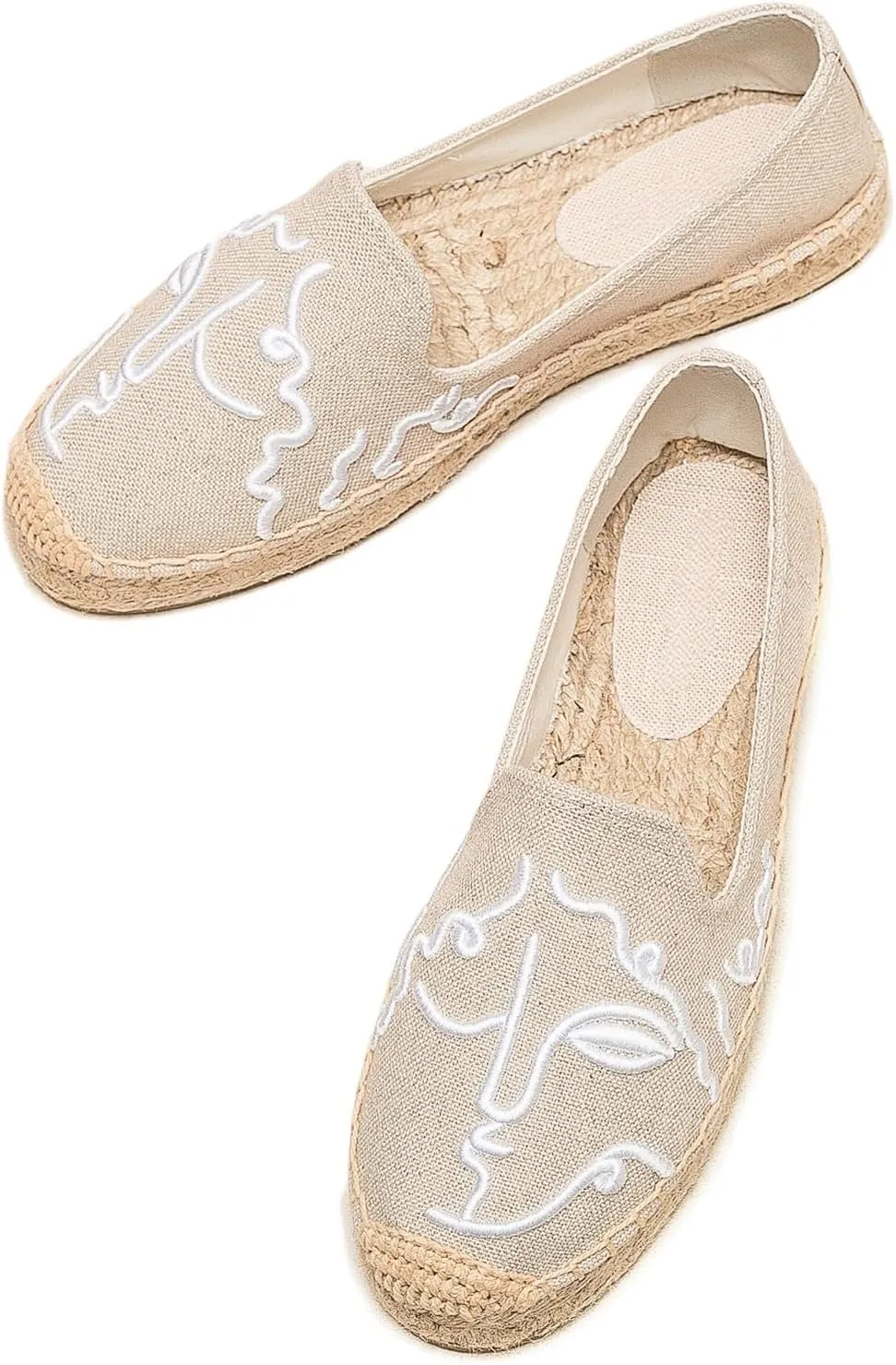 Espadrilles Loafers for Women - Comfort Round-Toe Women's Espadrille Simple Embroidered Espadrille Easy to Wear Suitable for Match T-Shirts,Dress,Jeans