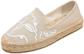 Espadrilles Loafers for Women - Comfort Round-Toe Women's Espadrille Simple Embroidered Espadrille Easy to Wear Suitable for Match T-Shirts,Dress,Jeans