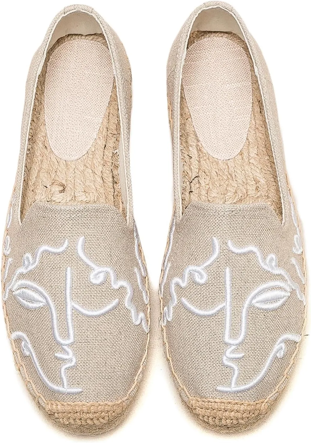 Espadrilles Loafers for Women - Comfort Round-Toe Women's Espadrille Simple Embroidered Espadrille Easy to Wear Suitable for Match T-Shirts,Dress,Jeans