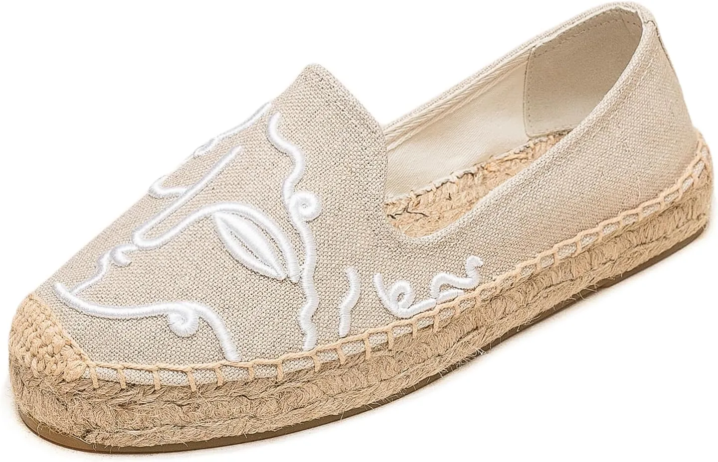 Espadrilles Loafers for Women - Comfort Round-Toe Women's Espadrille Simple Embroidered Espadrille Easy to Wear Suitable for Match T-Shirts,Dress,Jeans