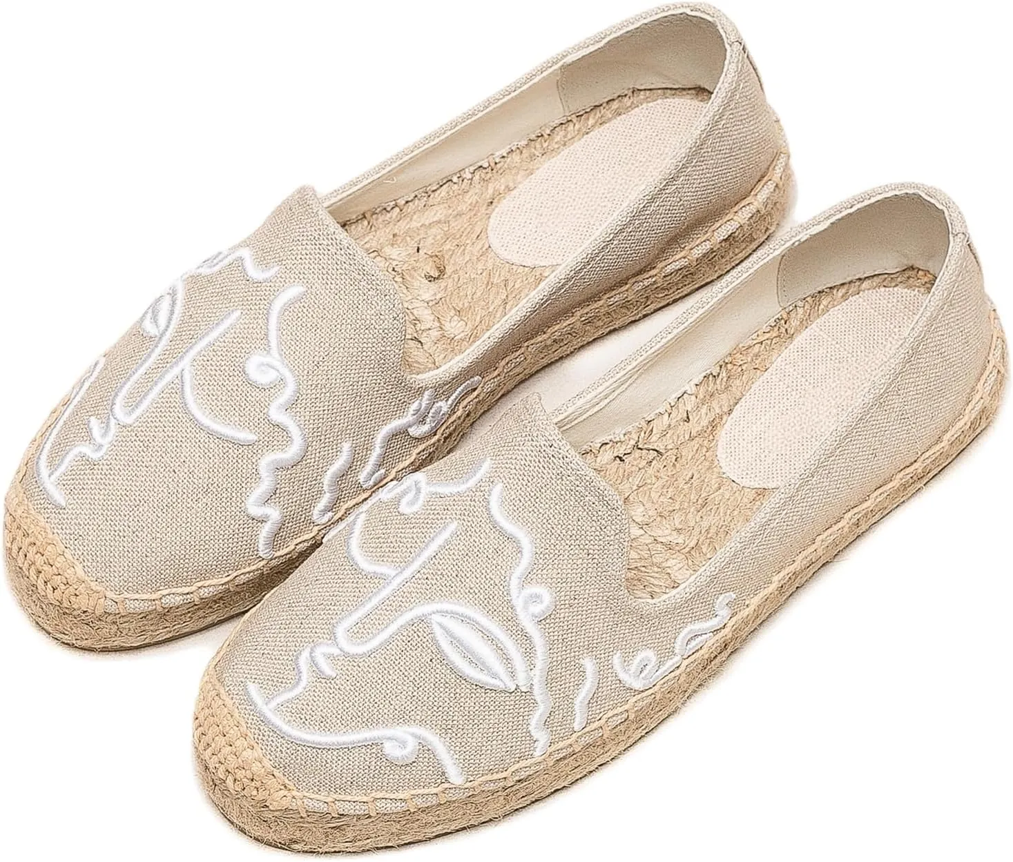 Espadrilles Loafers for Women - Comfort Round-Toe Women's Espadrille Simple Embroidered Espadrille Easy to Wear Suitable for Match T-Shirts,Dress,Jeans