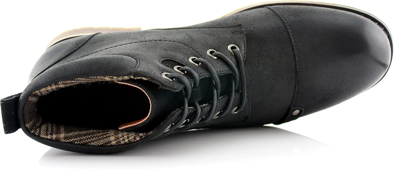 Ferro Aldo Blaine MFA806035 Mens Casual Brogue Mid-Top Lace-Up and Zipper Boots