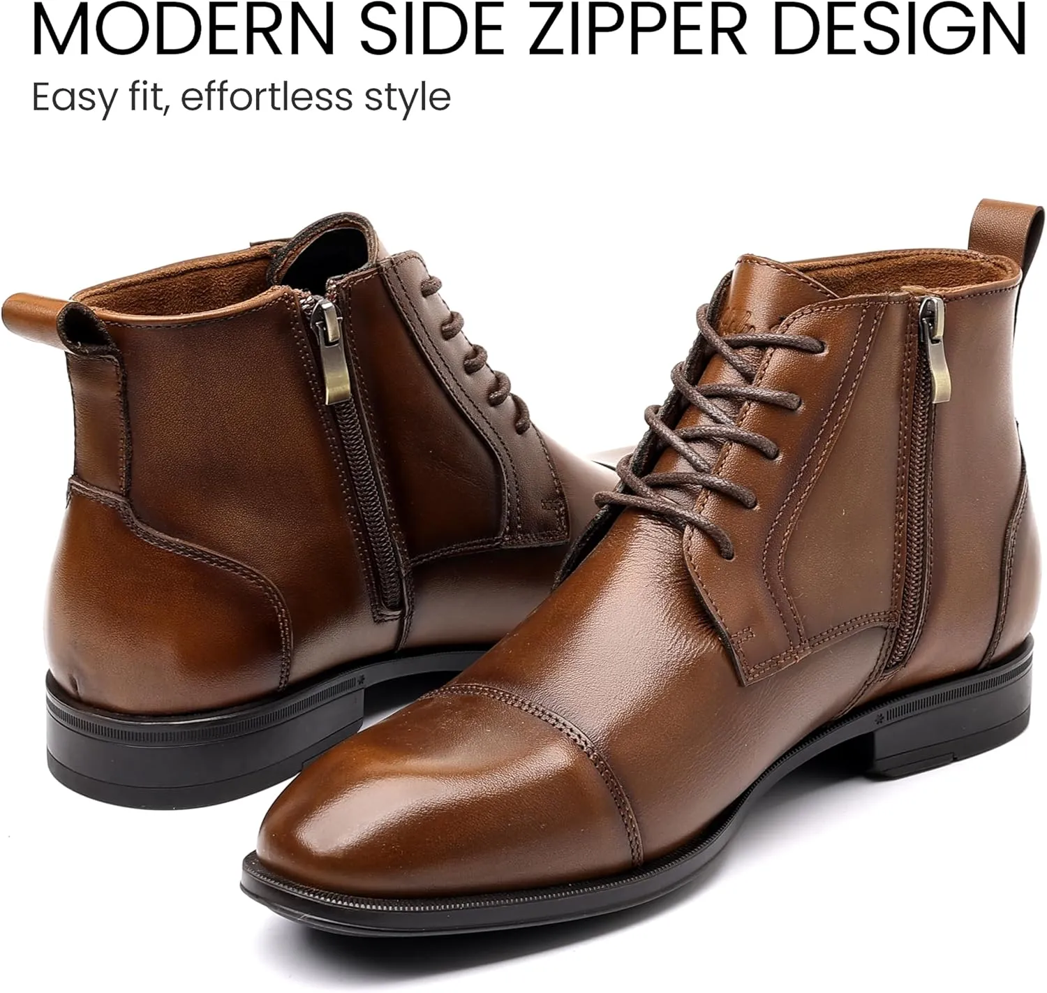 Holy dove Chelsea Boots Men  Genuine Leather,Chelsea Boots for Men with Side Zipper, Casual Slip-On Ankle Boots, Chukka & Oxford Style Dress Boots