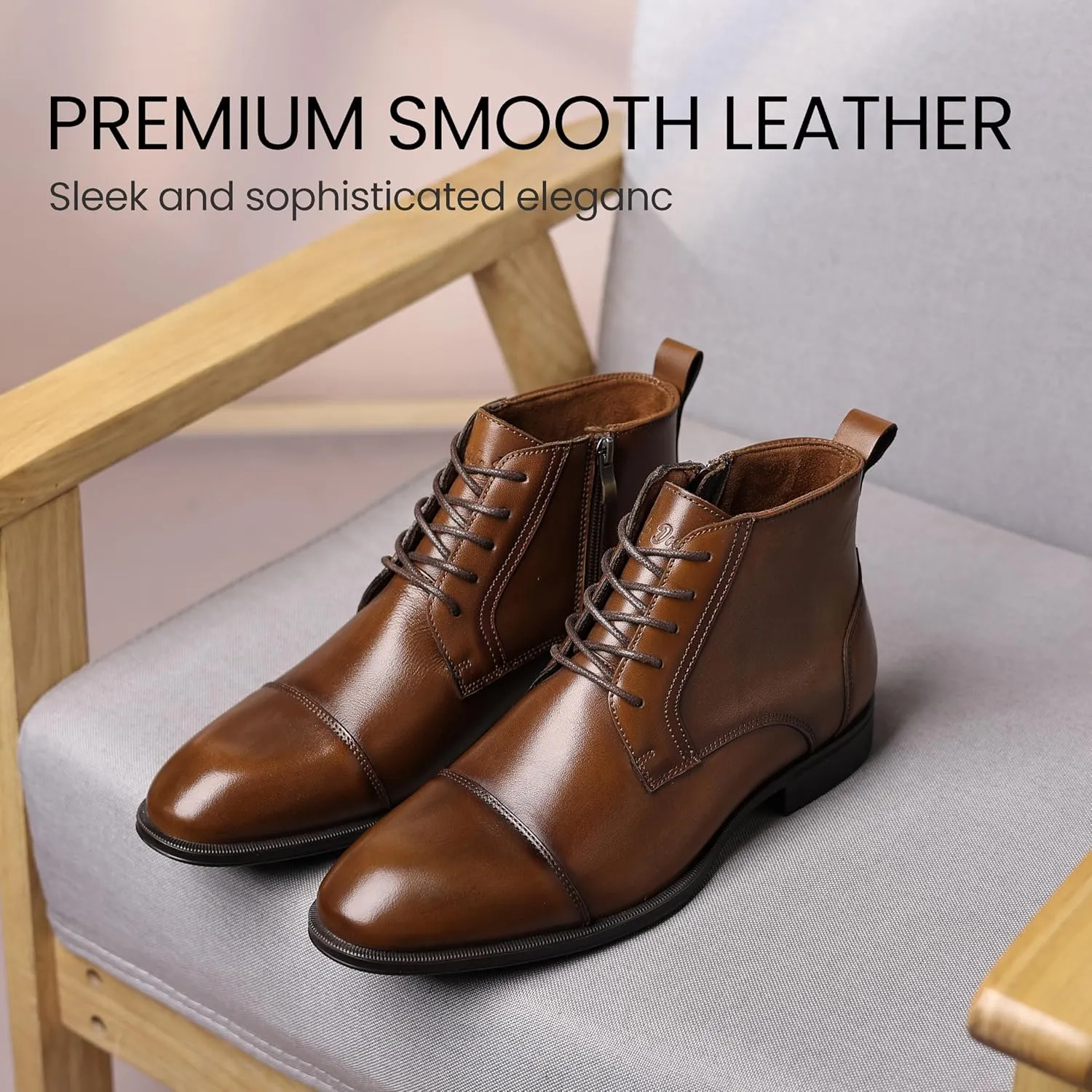Holy dove Chelsea Boots Men  Genuine Leather,Chelsea Boots for Men with Side Zipper, Casual Slip-On Ankle Boots, Chukka & Oxford Style Dress Boots