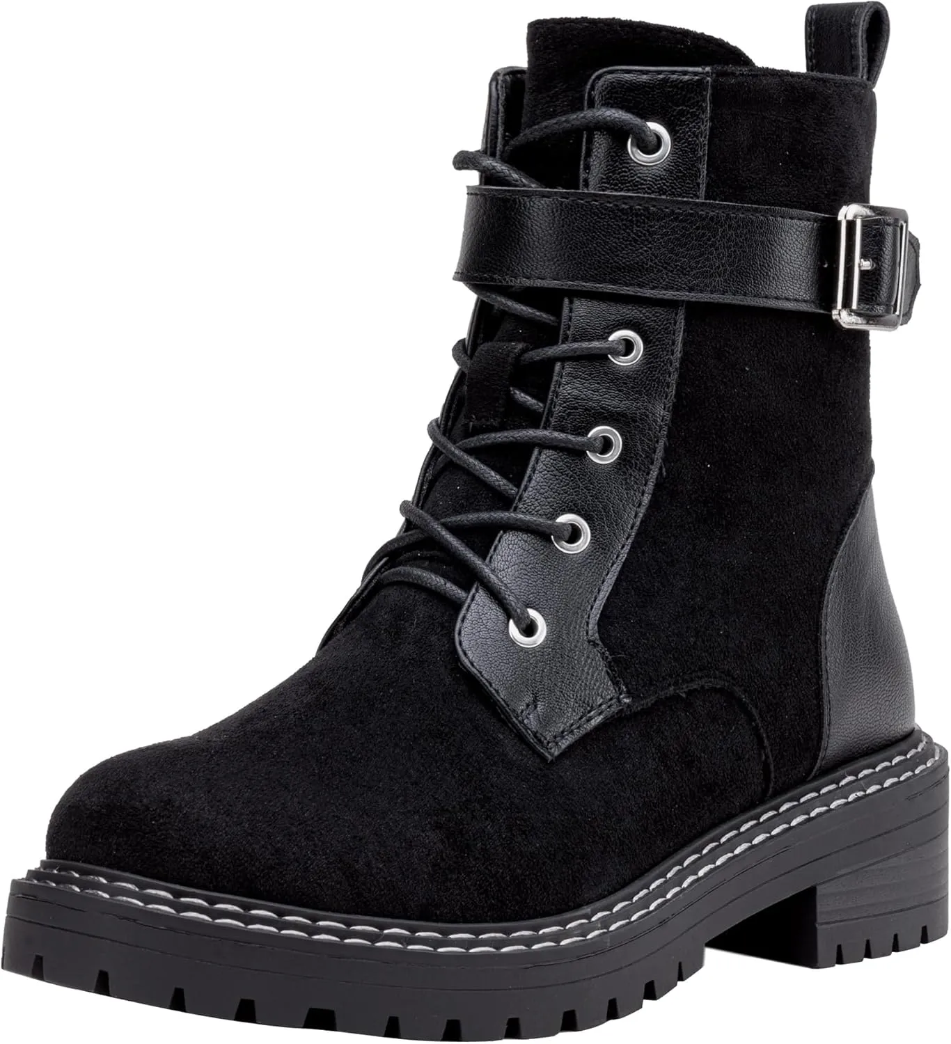 Jeossy Women's Combat Ankle Boots 9627 Low Heel Ankle-Booties with Side Zipper