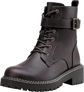 Jeossy Women's Combat Ankle Boots 9627 Low Heel Ankle-Booties with Side Zipper