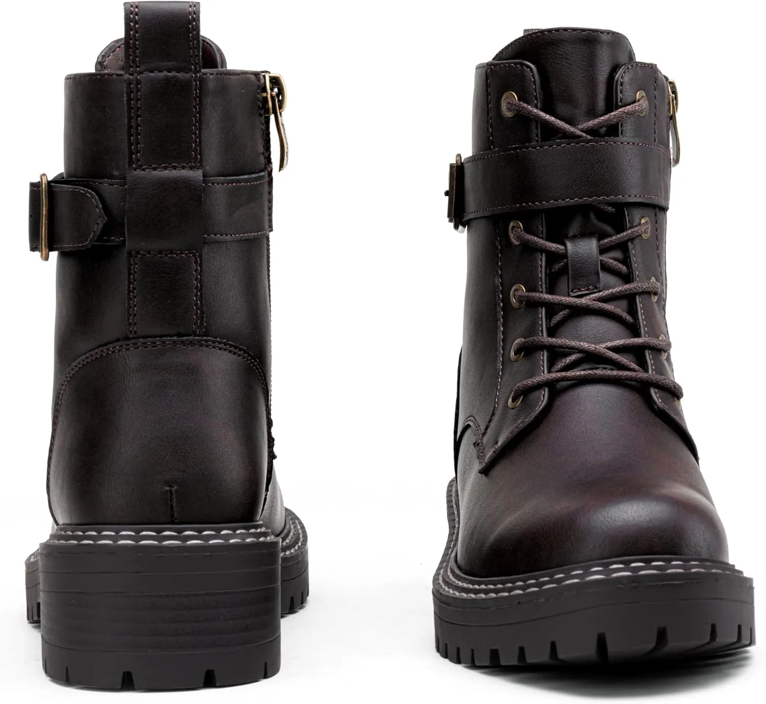 Jeossy Women's Combat Ankle Boots 9627 Low Heel Ankle-Booties with Side Zipper