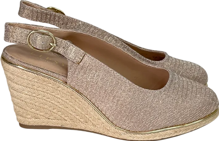 lipsy london Beige Standard Fit Mid Closed Toe Sparkly Slingback Wedges UK 5 EU 38 👠