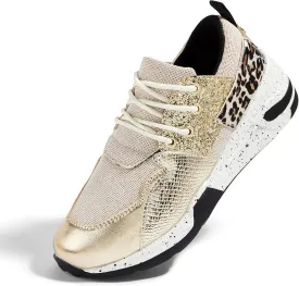 LUCKY STEP Women's High Heel Wedge Sneakers Fashion Cliff Platform Retro Lace Up Casual Shoes