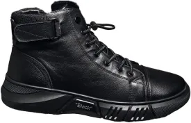 Mens Italian High-Top Leather Boots,Autumn&Winter New with Side Zipper Chukka Boots Non-Slip Softsole,Shock Absorption,Velvet