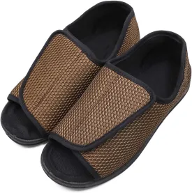 Men's Open Toe Diabetic Recovery Slippers, Adjustable Orthopedic Wide Width Walking Shoes for Arthritis Edema Swollen Feet Elderly Men