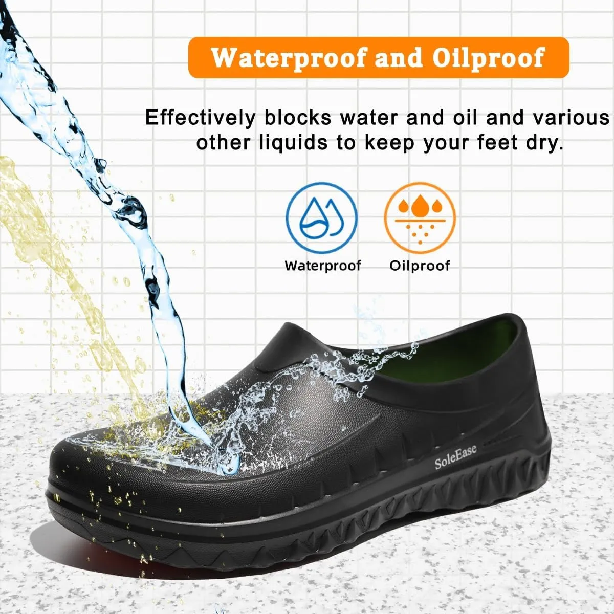 Mens Womens Chef Shoes Anti Oil Splash/Slip Resistant/Waterproof Garden Shoes for Kitchens Nursing Working