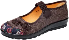 missfiona Womens Hollow Out Granny Walk Shoes Breathable Soft-Soled Mary Jane Flats Dance Shoes