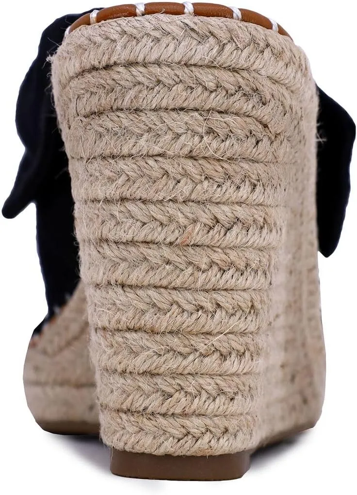 Nautica Women's Espadrille Wedges for Women Platform Sandals  Slip-On Knot Bow Summer Shoes with Woven Rope Heel