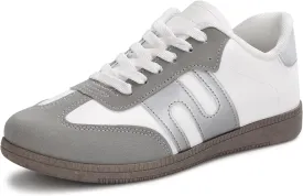 Padgene Women's Classic Retro Gum Sole Fashion Sneakers Casual Tennis Leather Skate Shoes Anti Slip Footwear for Women Walking Trainers