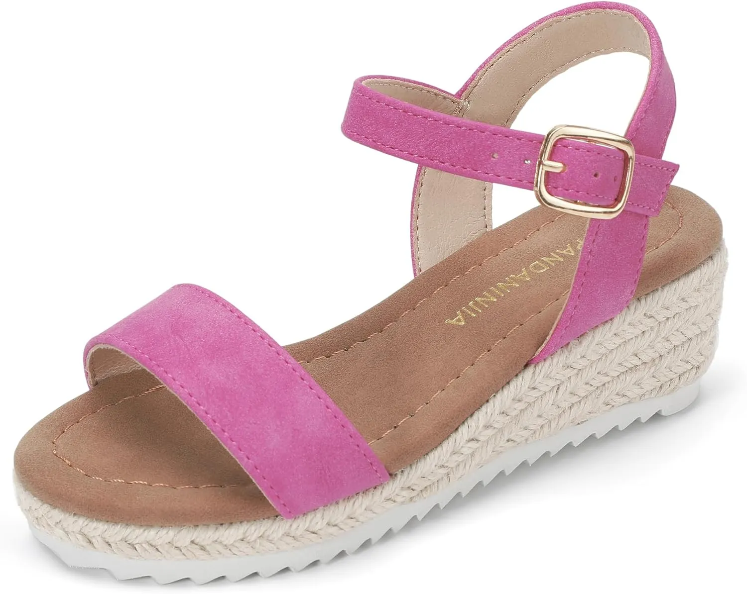 PANDANINJIA Girls Sandals Wedge Platform Espadrille Little Big Kid Girls Heels Open Toe Summer Dress Shoes