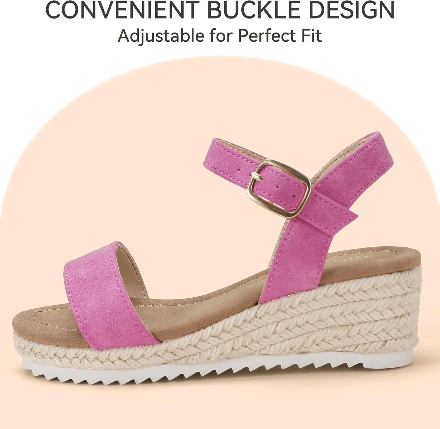 PANDANINJIA Girls Sandals Wedge Platform Espadrille Little Big Kid Girls Heels Open Toe Summer Dress Shoes