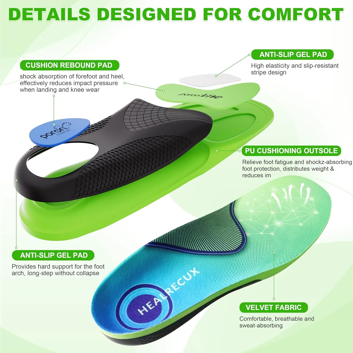 Plantar Fasciitis Insoles Shoe Inserts for Men Women, 240lbs Heavy Duty Arch Support Inserts for Pain Relief, Work Boot Orthotics Insoles for Standing All Day, XL