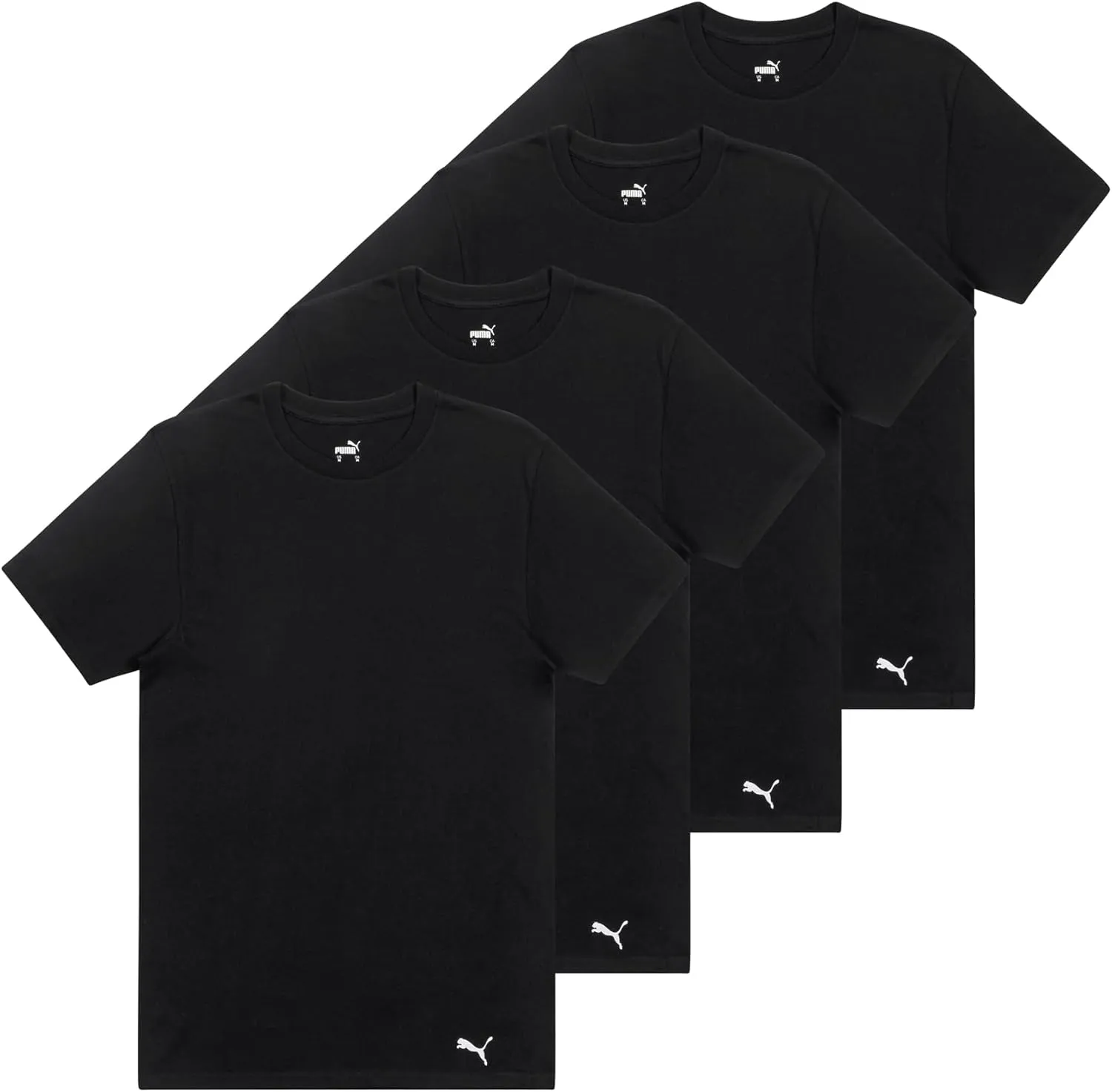 PUMA Men's 4 Pack Cotton Crewneck Short Sleeve T-Shirt