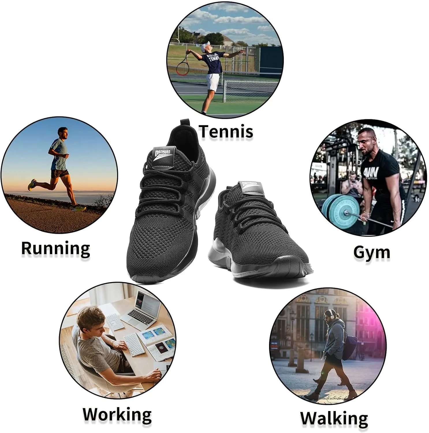 QIJGS Mens Running Shoes Sport Athletic Gym Sneakers Mesh Lightweight Tennis Fashion Workout Casual Shoes