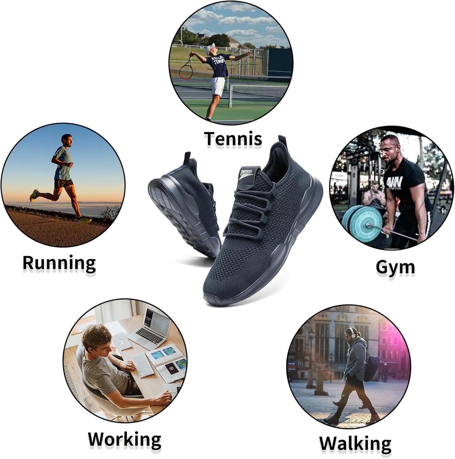 QIJGS Mens Running Shoes Sport Athletic Gym Sneakers Mesh Lightweight Tennis Fashion Workout Casual Shoes