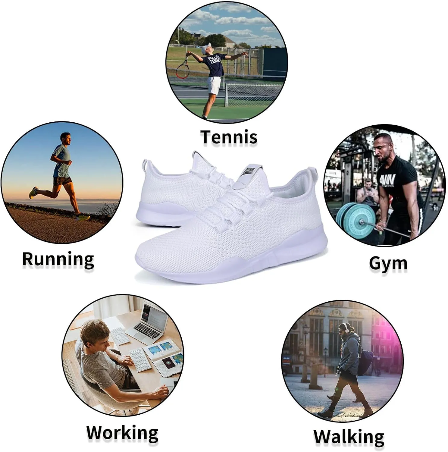 QIJGS Mens Running Shoes Sport Athletic Gym Sneakers Mesh Lightweight Tennis Fashion Workout Casual Shoes