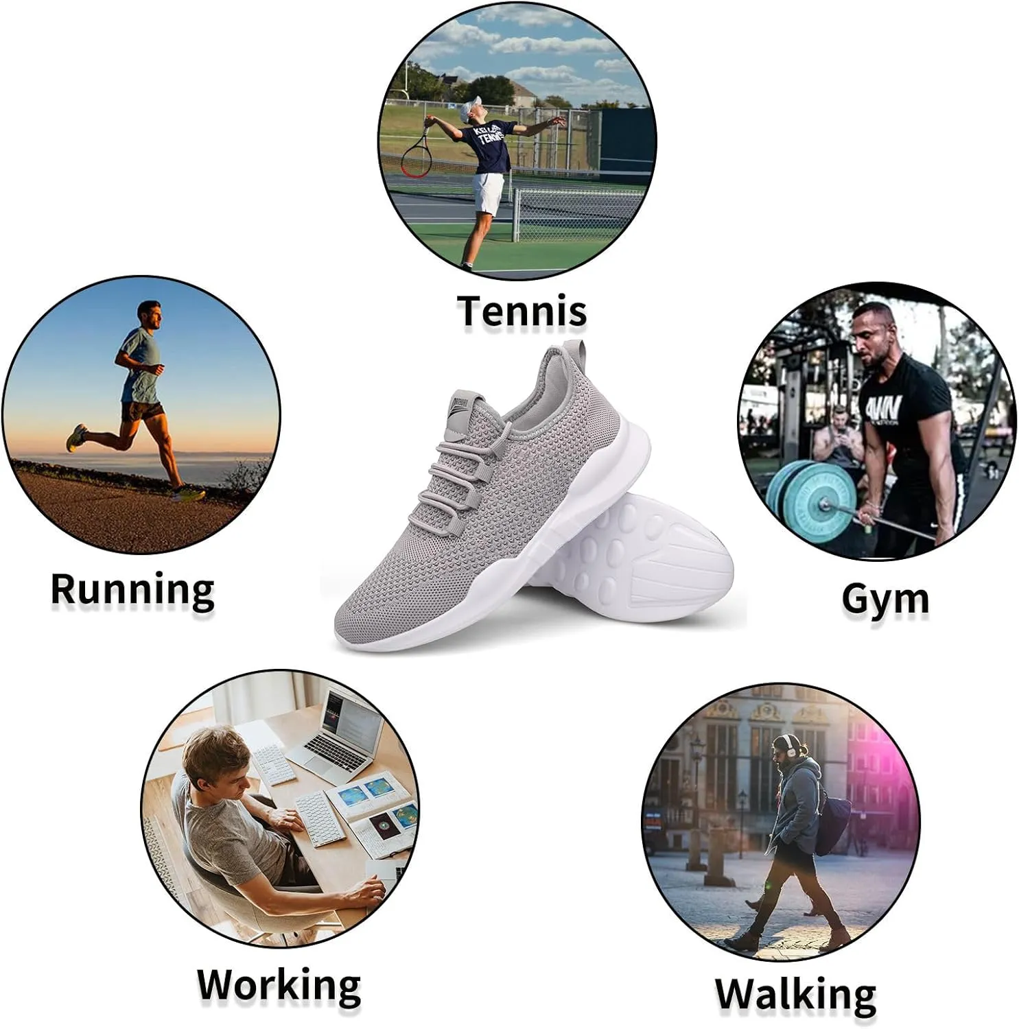 QIJGS Mens Running Shoes Sport Athletic Gym Sneakers Mesh Lightweight Tennis Fashion Workout Casual Shoes