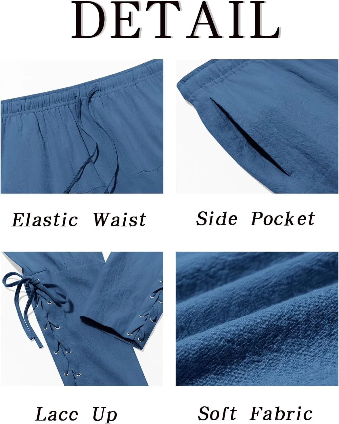 Runcati Mens Medieval Ankle Banded Pants Renaissance Viking Pirate Navigator Costume Pants Lace Up Cotton Halloween Trousers