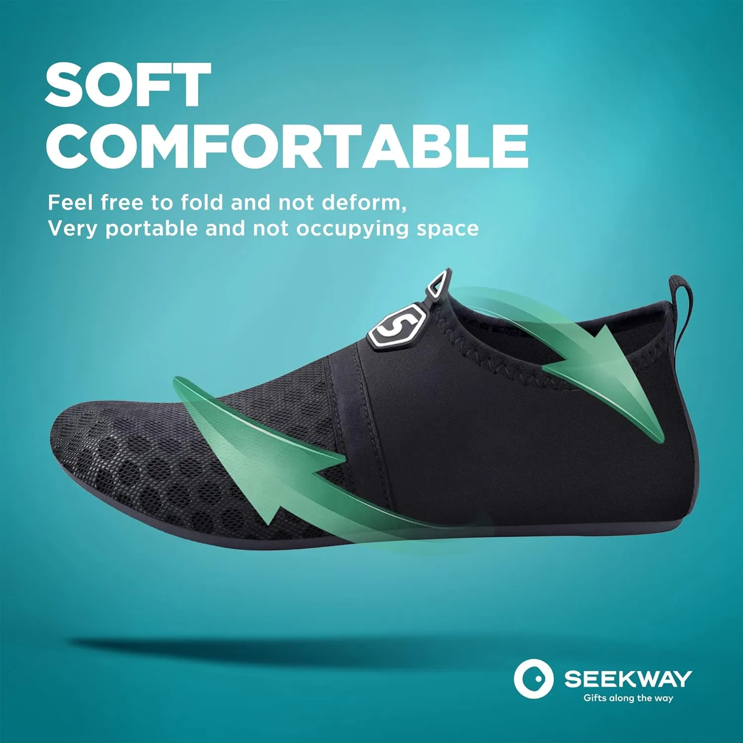 SEEKWAY Water Shoes Quick-Dry Aqua Socks Barefoot Slip-on for Beach Pool Swim River Yoga Lake Surf Women Men Black SK001