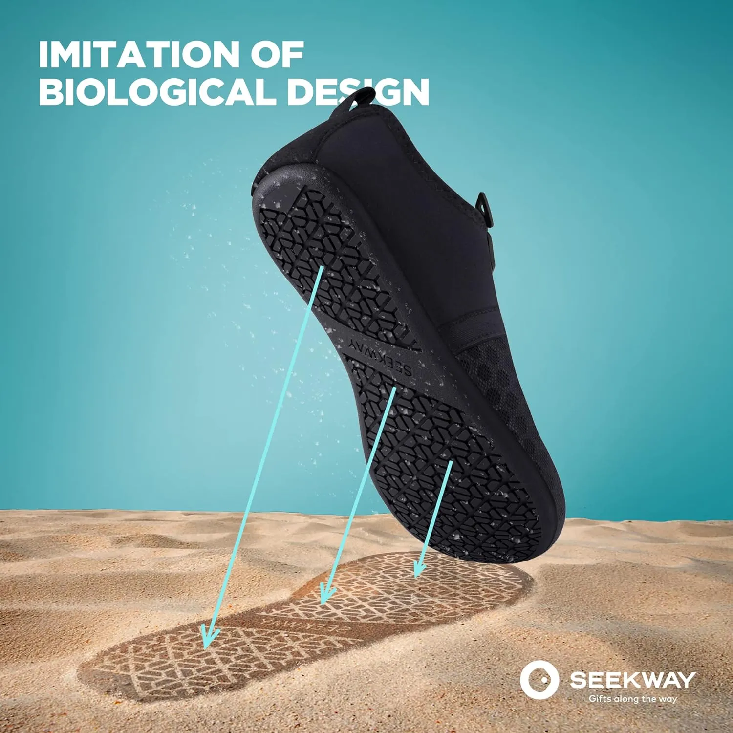 SEEKWAY Water Shoes Quick-Dry Aqua Socks Barefoot Slip-on for Beach Pool Swim River Yoga Lake Surf Women Men Black SK001