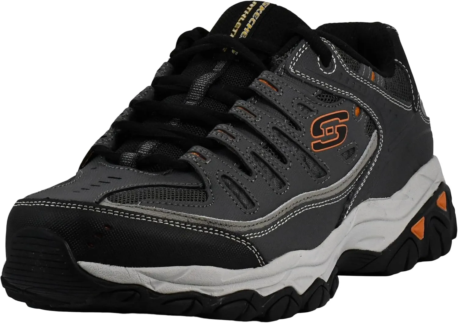 Skechers Men's Afterburn M. Fit Fashion Sneakers ?C Leather Upper, Memory Foam Insole, Rubber Outsole