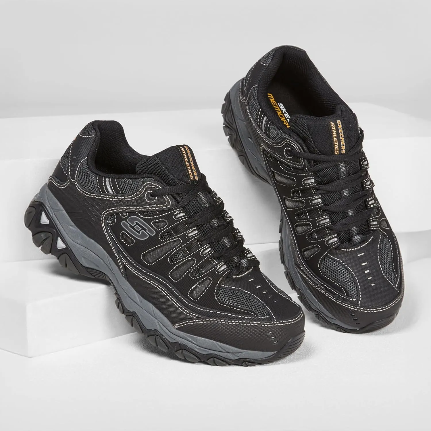 Skechers Men's Afterburn M. Fit Fashion Sneakers ?C Leather Upper, Memory Foam Insole, Rubber Outsole