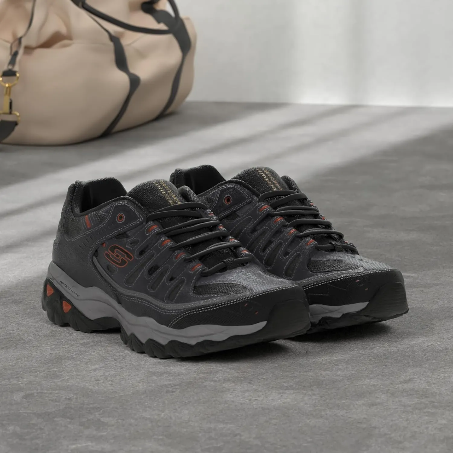 Skechers Men's Afterburn M. Fit Fashion Sneakers ?C Leather Upper, Memory Foam Insole, Rubber Outsole