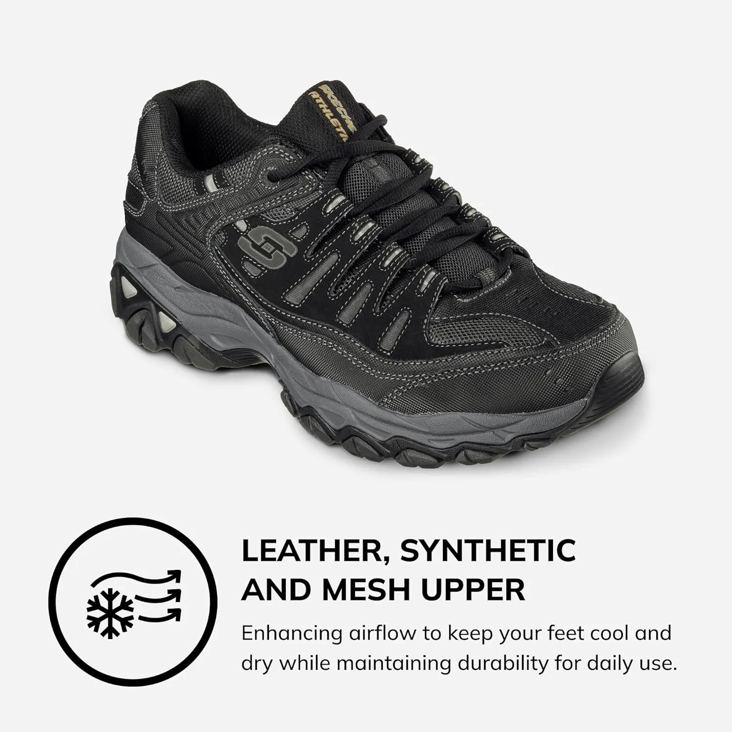 Skechers Men's Afterburn M. Fit Fashion Sneakers ?C Leather Upper, Memory Foam Insole, Rubber Outsole