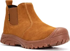 Steel Toe Work Boots for Men Women Slip-on Chelsea Boots, Men's Industrial Construction Shoes, Waterproof, Lightweight, Comfortable, Non-slip Safety Boots
