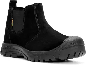 Steel Toe Work Boots for Men Women Slip-on Chelsea Boots, Men's Industrial Construction Shoes, Waterproof, Lightweight, Comfortable, Non-slip Safety Boots