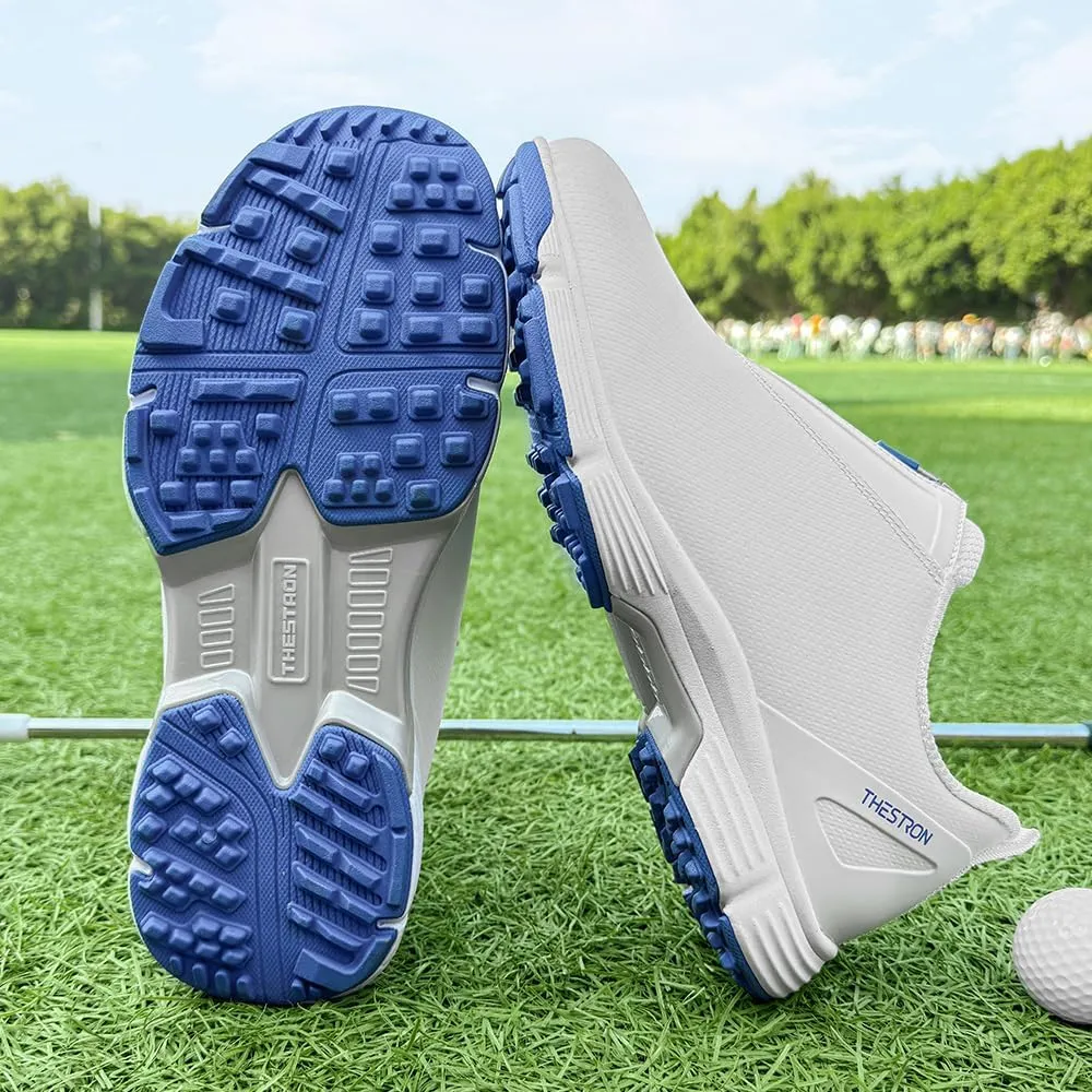 THESTRON Men Waterproof Golf Shoes Zipper Golf Shoes Professional Spikeless Golf Sneakers Male Golf Sports Walking Shoes Comfortable Golf Footwears for Men