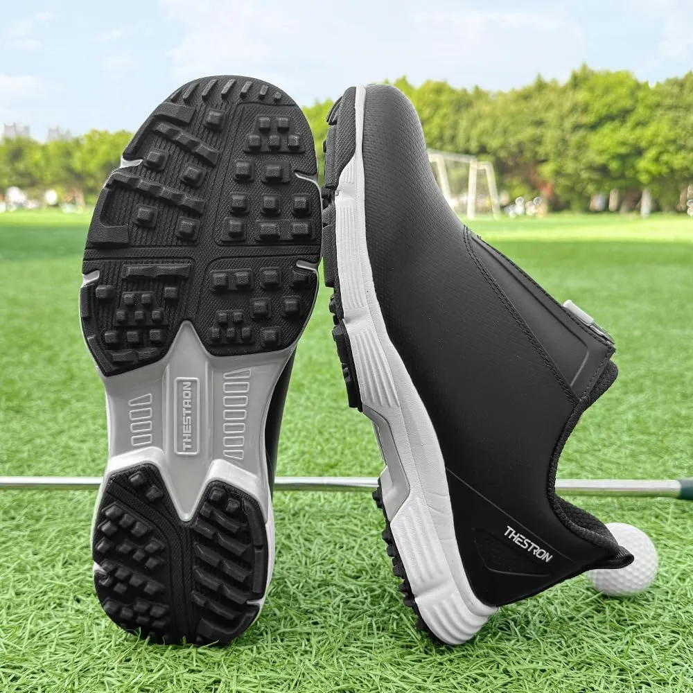 THESTRON Men Waterproof Golf Shoes Zipper Golf Shoes Professional Spikeless Golf Sneakers Male Golf Sports Walking Shoes Comfortable Golf Footwears for Men
